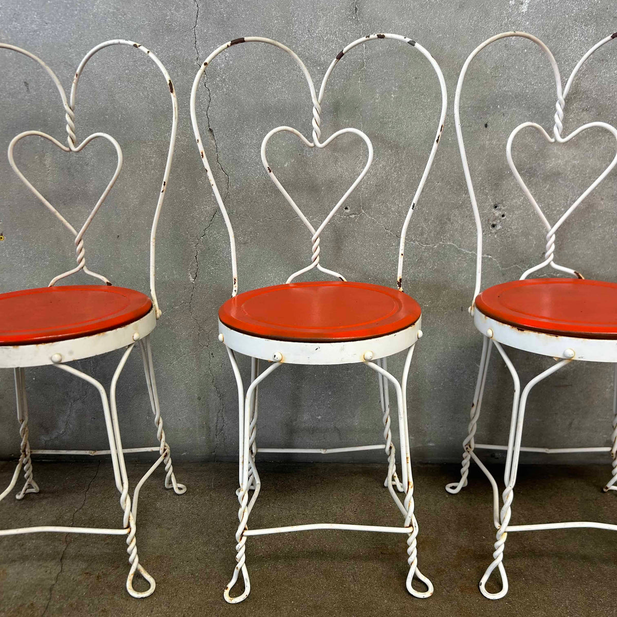 Set of 4 Vintage Ice Cream Parlor Chairs Wrought Iron