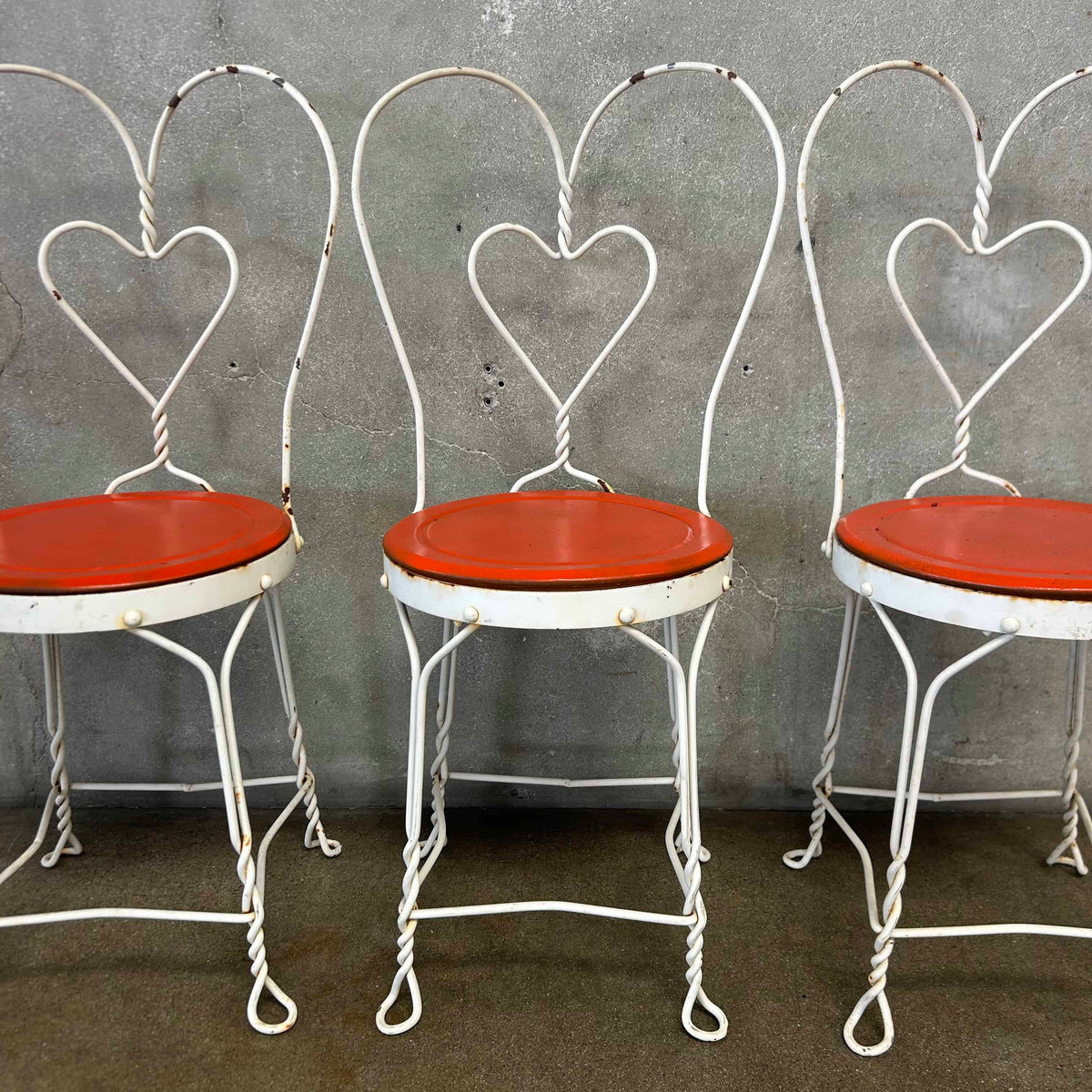 Set of 4 Vintage Ice Cream Parlor Chairs Wrought Iron