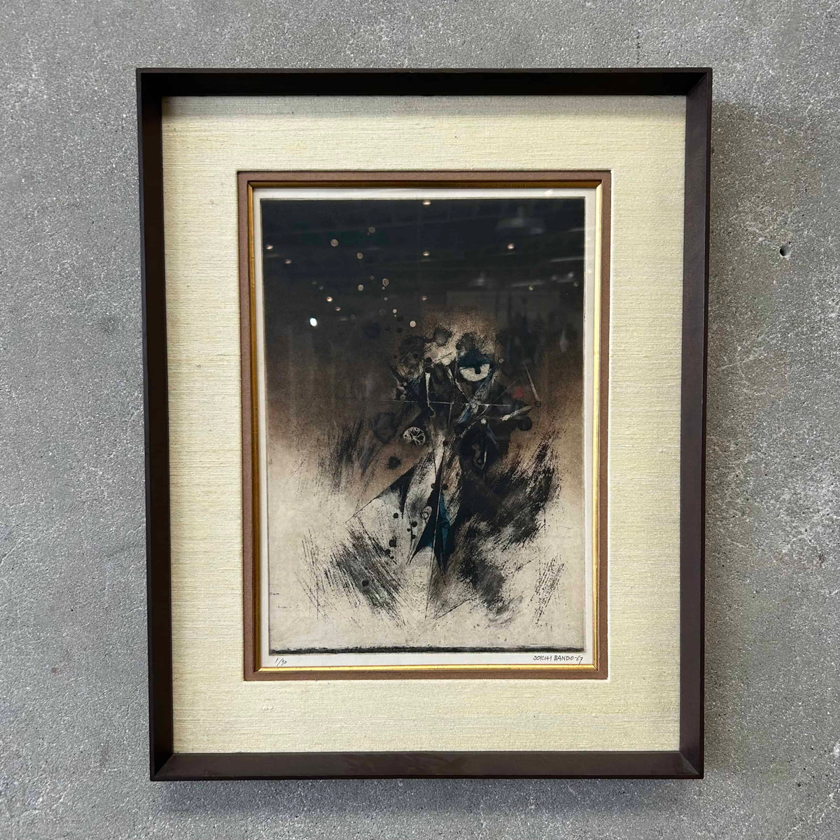 Mid Century Modern 1967 1/30 Etching Bando Soichi Listed