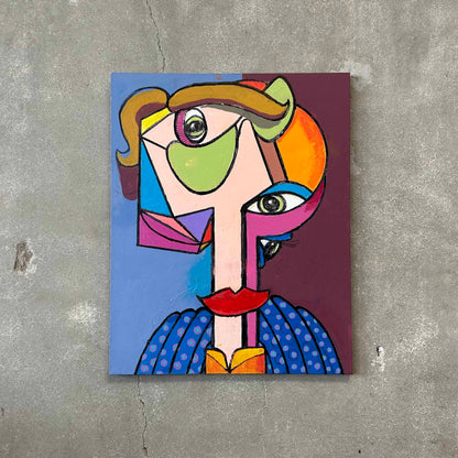 Abstract Face Acrylic Painting on Canvas by David MacInnes