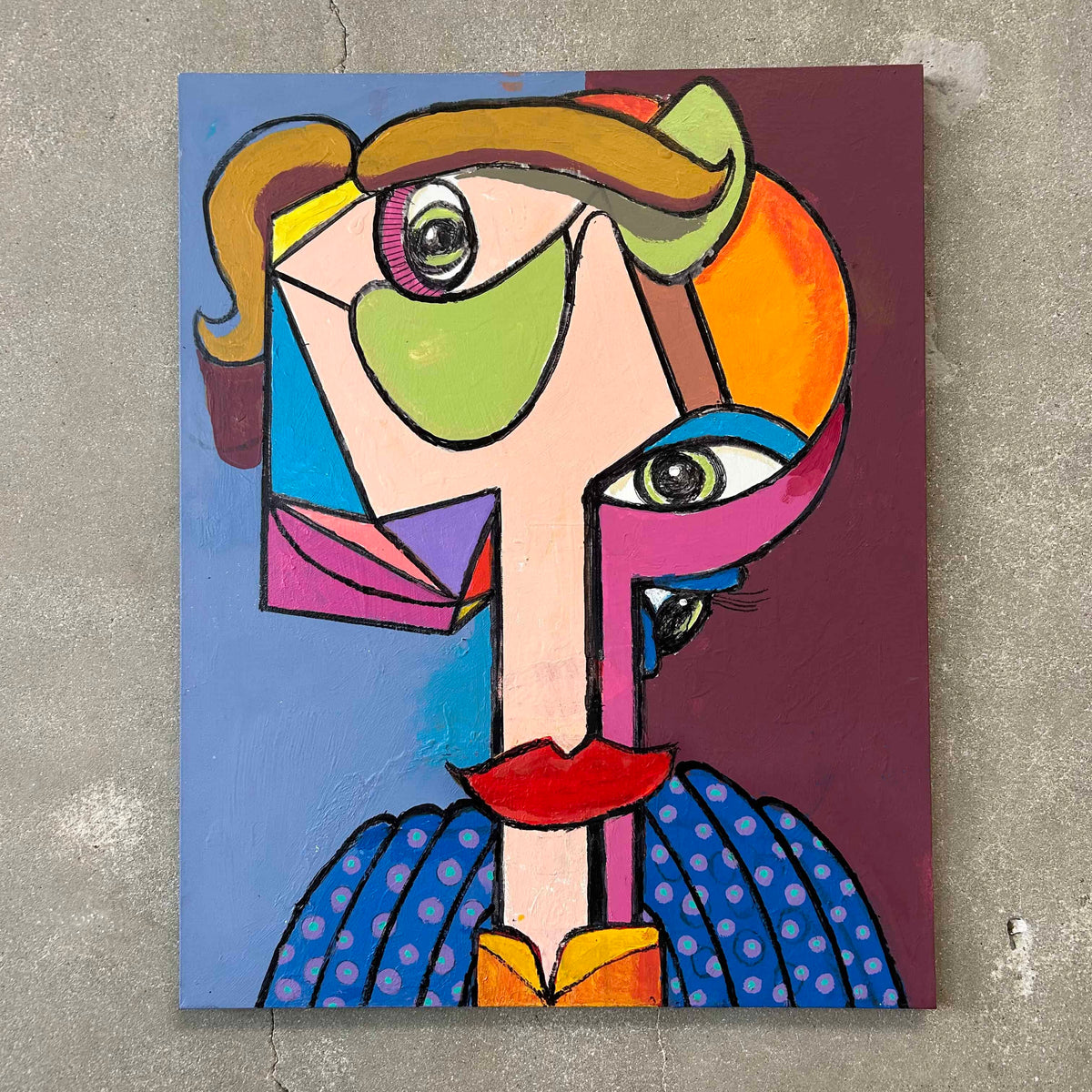 Abstract Face Acrylic Painting on Canvas by David MacInnes