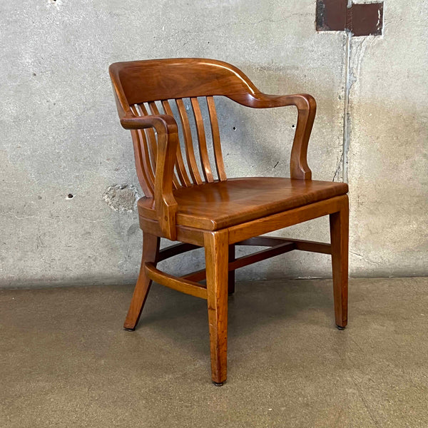 Classic Solid Walnut Bankers Chair - Made in 1947 By W.H. Gunlocke Chair Co.