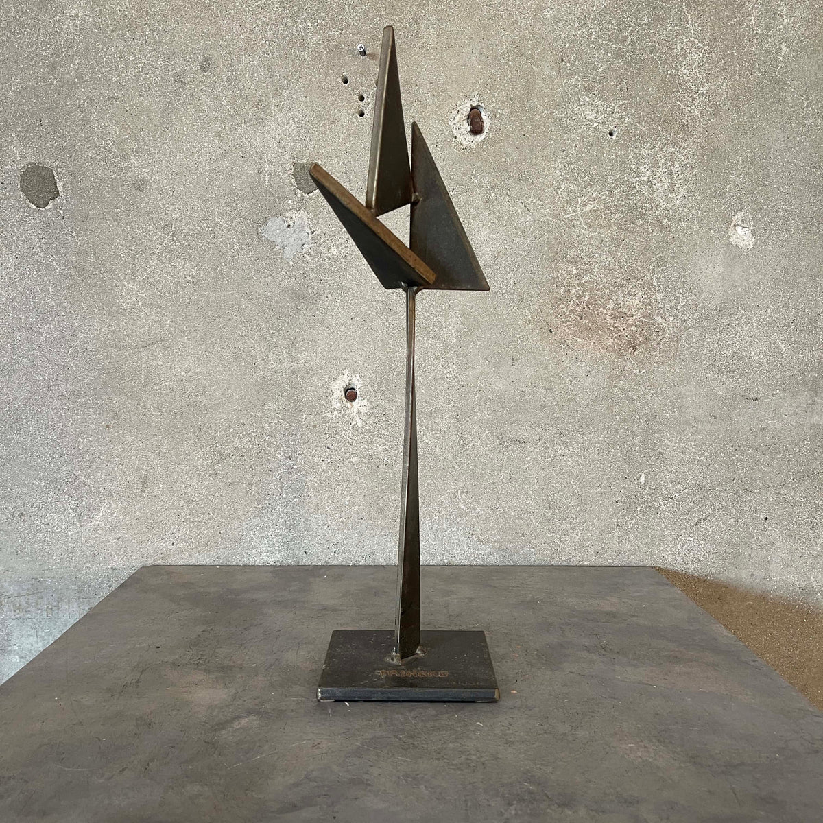 Geometric Metal Sculpture Signed