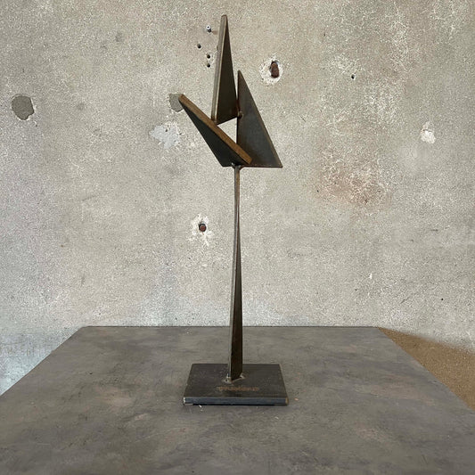Geometric Metal Sculpture Signed