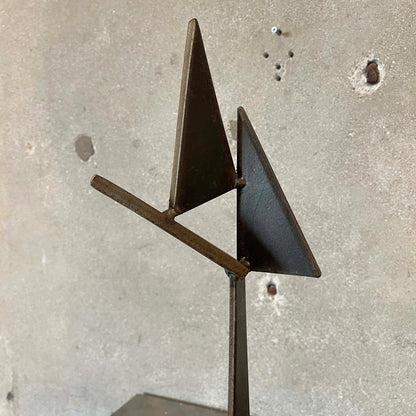 Geometric Metal Sculpture Signed