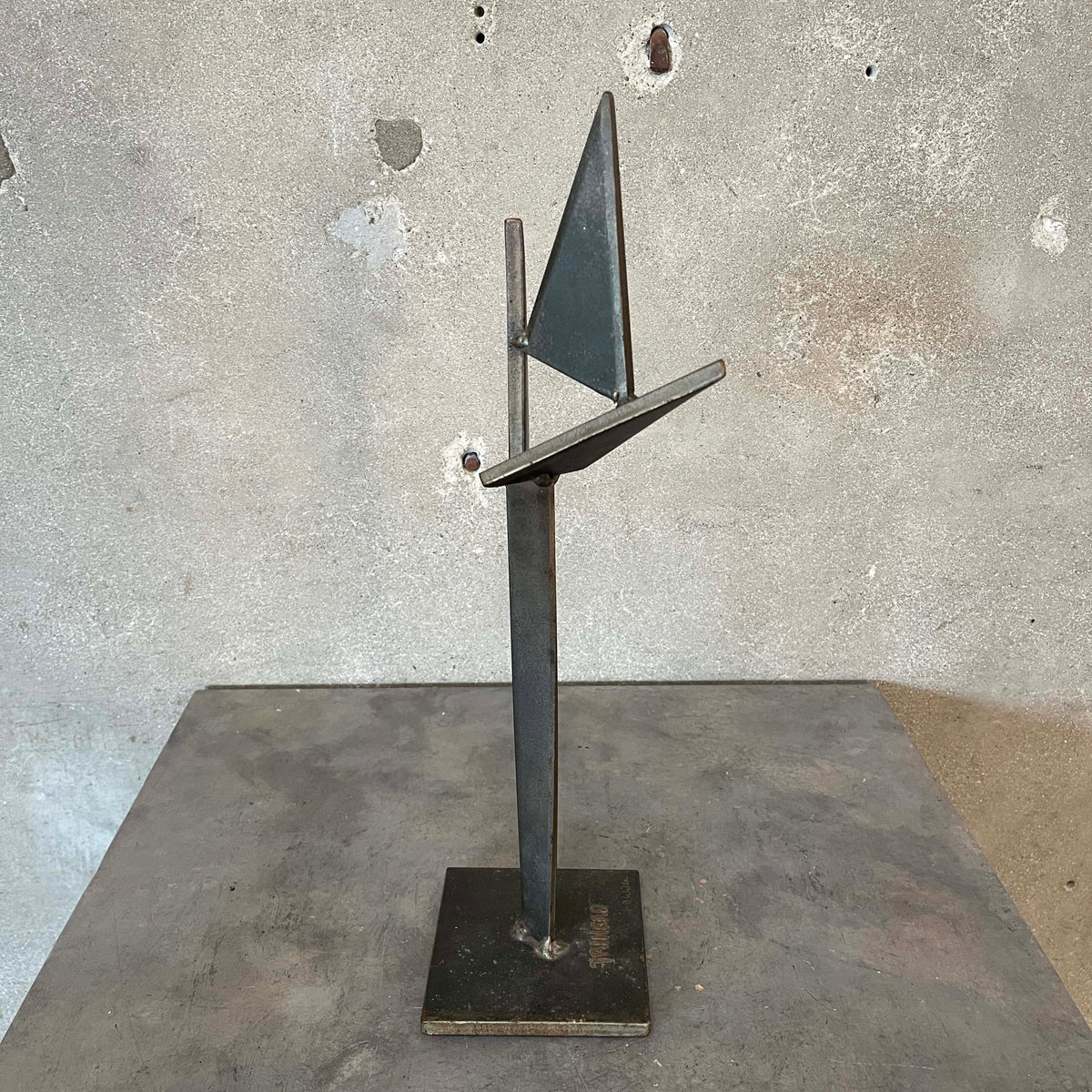 Geometric Metal Sculpture Signed