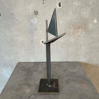 Geometric Metal Sculpture Signed