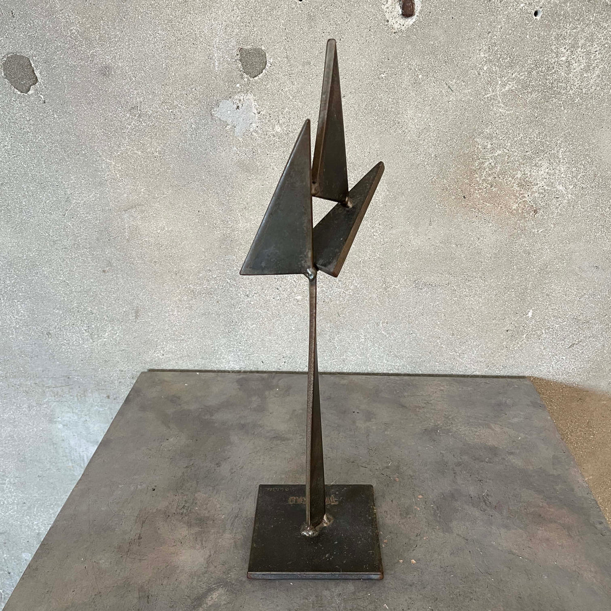 Geometric Metal Sculpture Signed
