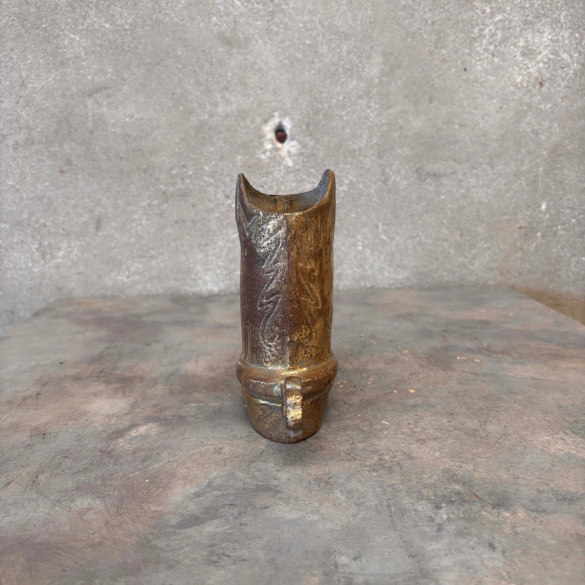 Vintage Brass Cowboy Boot Vase