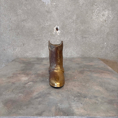 Vintage Brass Cowboy Boot Vase