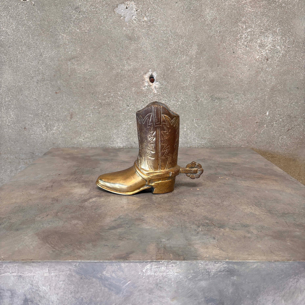 Vintage Brass Cowboy Boot Vase
