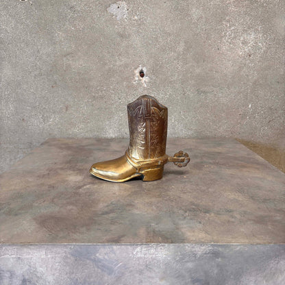 Vintage Brass Cowboy Boot Vase