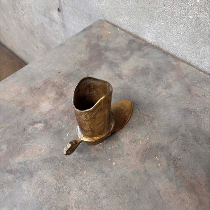 Vintage Brass Cowboy Boot Vase