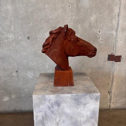 Antique Cast Iron Horse Head Statue #1