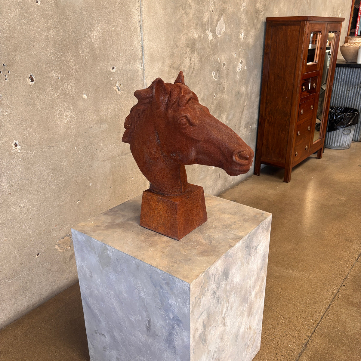 Antique Cast Iron Horse Head Statue #2