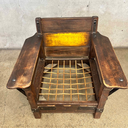 Early Monterey Club Chair Circa 1928-1930 - Rope Seat