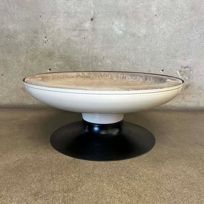 Vintage MCM Off White Porcelain Enamel Malm Fire Drum 3 Fireplace