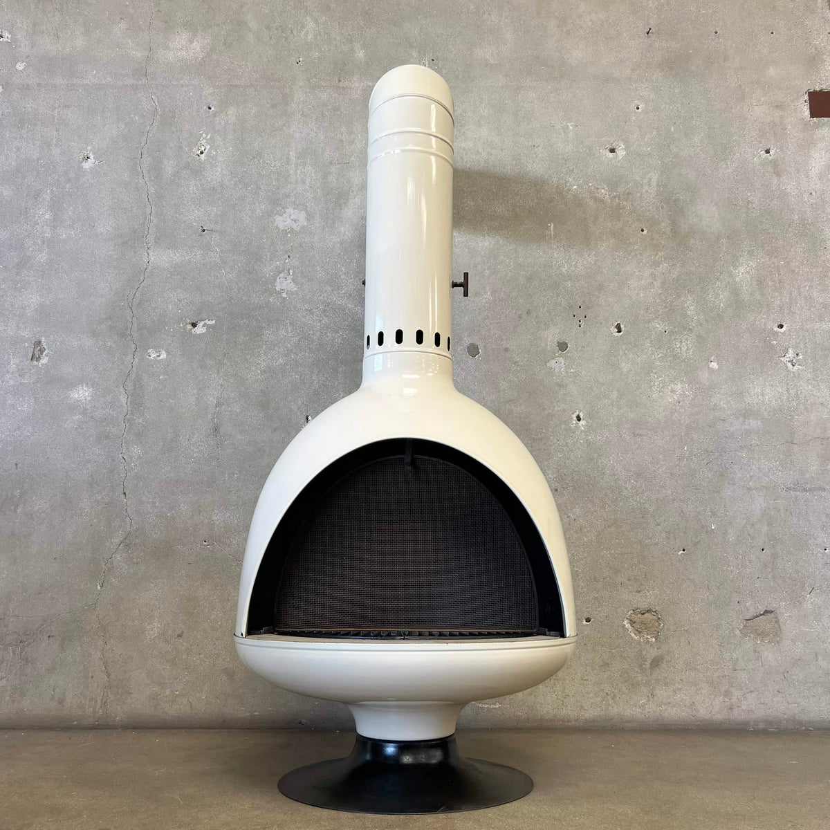 Vintage MCM Off White Porcelain Enamel Malm Fire Drum 3 Fireplace