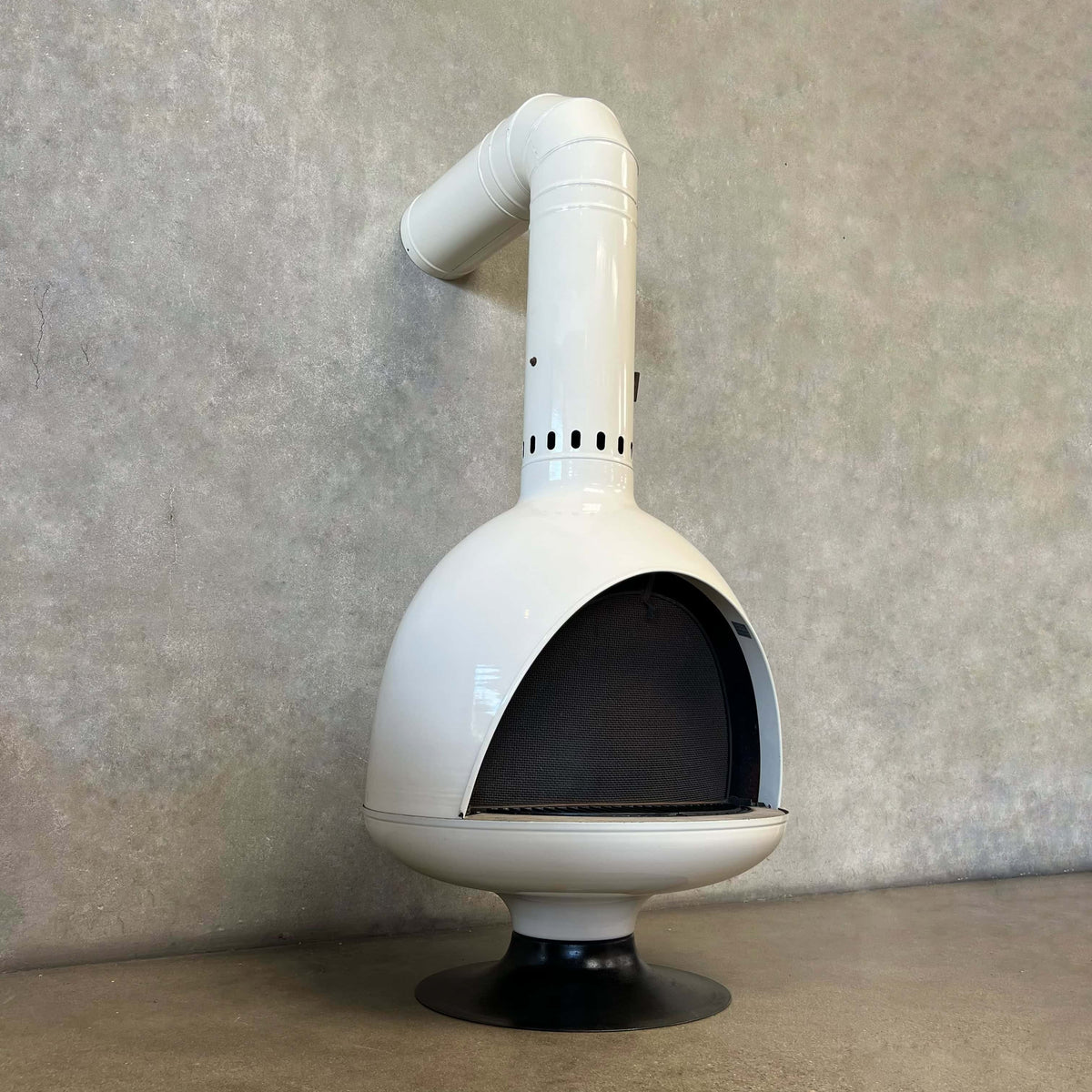 Vintage MCM Off White Porcelain Enamel Malm Fire Drum 3 Fireplace