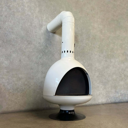 Vintage MCM Off White Porcelain Enamel Malm Fire Drum 3 Fireplace