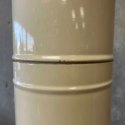 Vintage MCM Off White Porcelain Enamel Malm Fire Drum 3 Fireplace