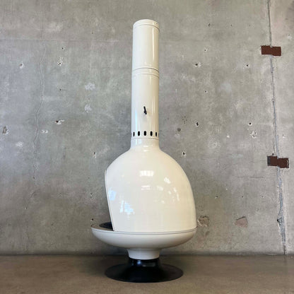 Vintage MCM Off White Porcelain Enamel Malm Fire Drum 3 Fireplace
