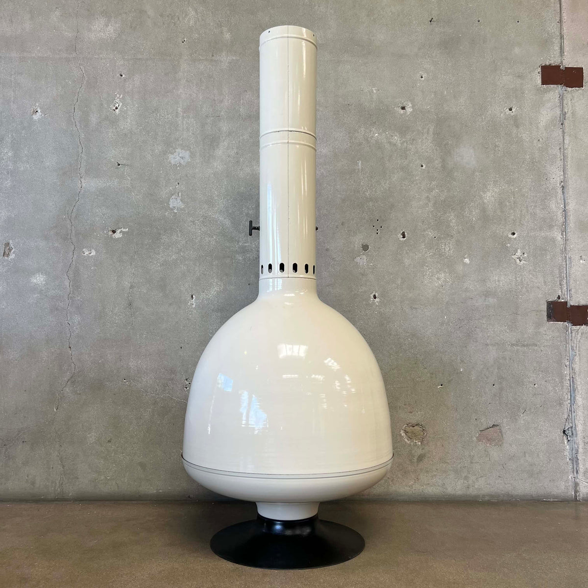 Vintage MCM Off White Porcelain Enamel Malm Fire Drum 3 Fireplace