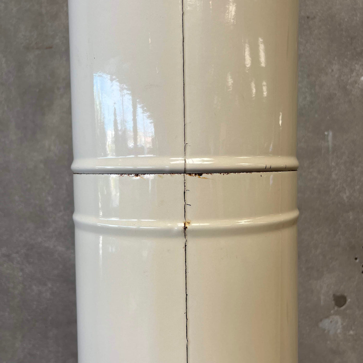 Vintage MCM Off White Porcelain Enamel Malm Fire Drum 3 Fireplace
