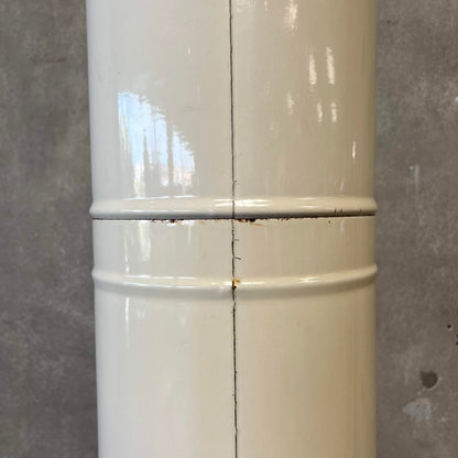 Vintage MCM Off White Porcelain Enamel Malm Fire Drum 3 Fireplace