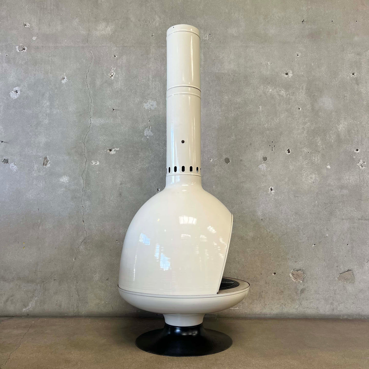 Vintage MCM Off White Porcelain Enamel Malm Fire Drum 3 Fireplace