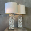 Pair of Abalone Shell Mosaic Table Lamps **NEW LAMPSHADES**