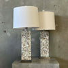 Pair of Abalone Shell Mosaic Table Lamps **NEW LAMPSHADES**