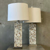 Pair of Abalone Shell Mosaic Table Lamps **NEW LAMPSHADES**