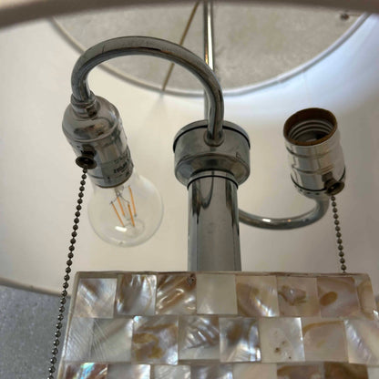 Pair of Abalone Shell Mosaic Table Lamps **NEW LAMPSHADES**