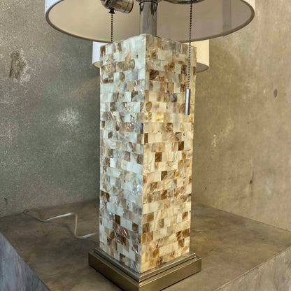 Pair of Abalone Shell Mosaic Table Lamps **NEW LAMPSHADES**