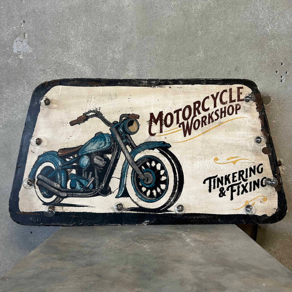 Custom Made Light Up Motorcycle Workshop Sign