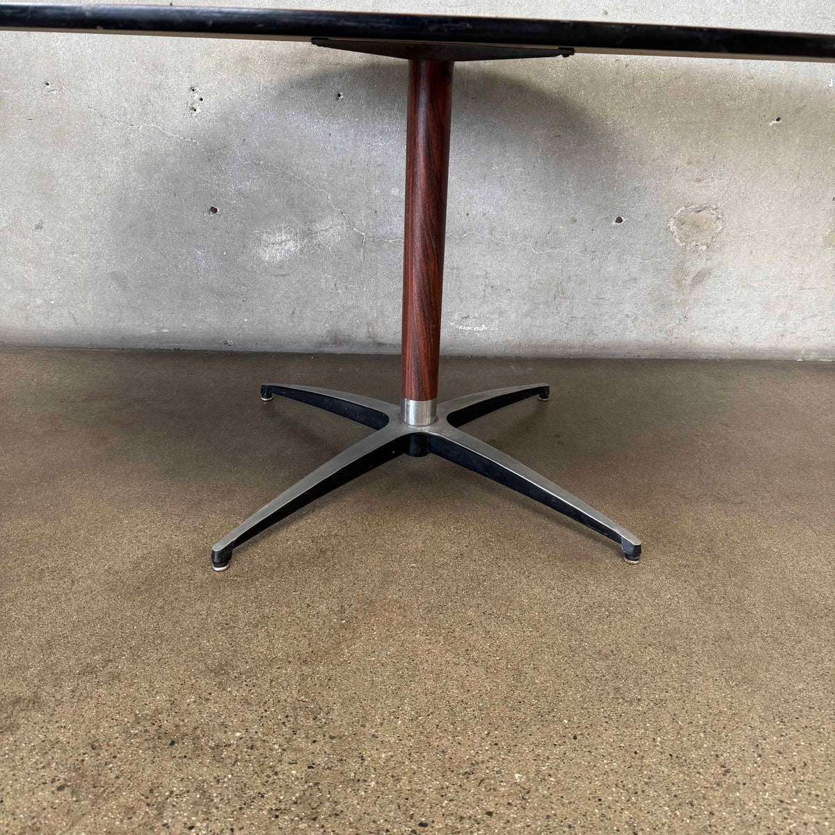 Mid Century Modern Rosewood Formica Top Oval Table in Style of Knoll