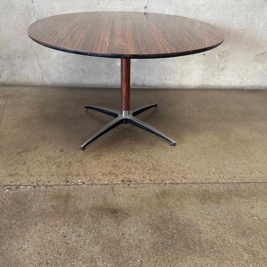 Mid Century Modern Rosewood Formica Top Oval Table in Style of Knoll