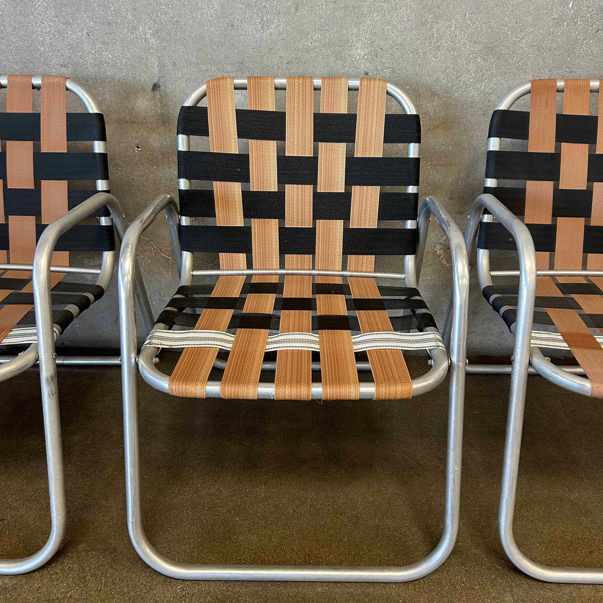 Set of Four Vintage Aluminum Patio Lounge Chairs