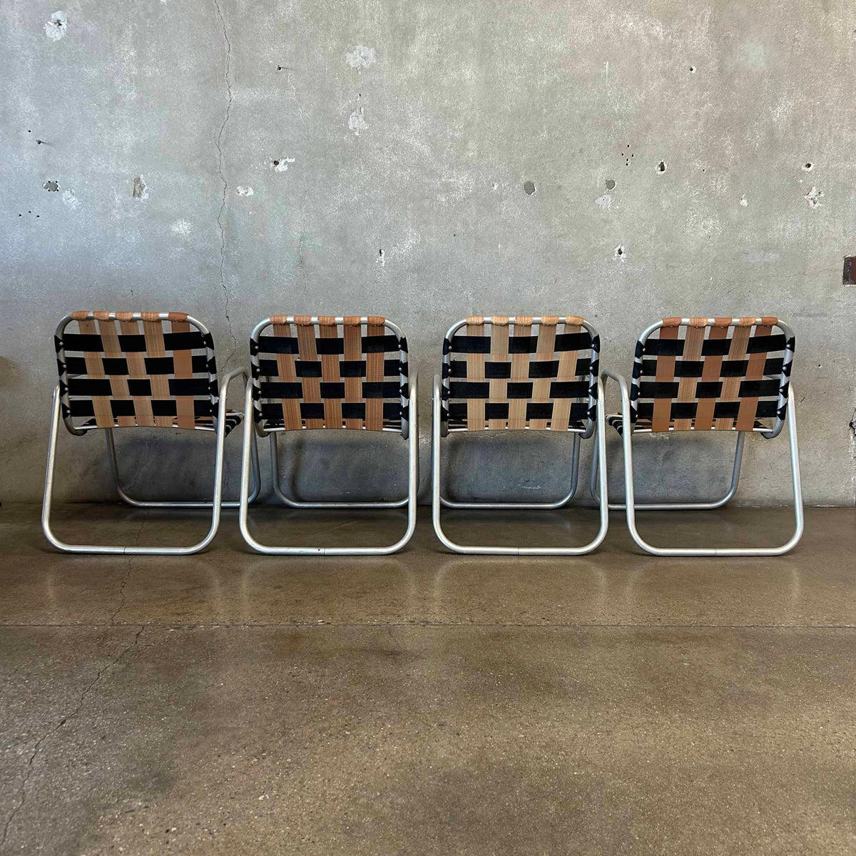 Set of Four Vintage Aluminum Patio Lounge Chairs
