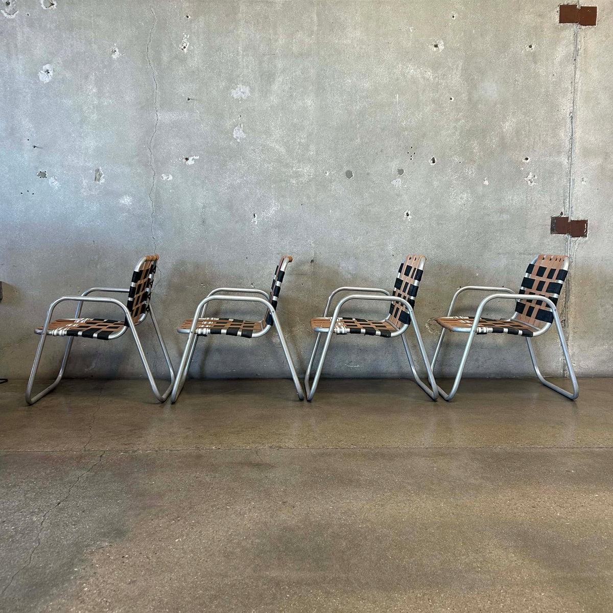 Set of Four Vintage Aluminum Patio Lounge Chairs