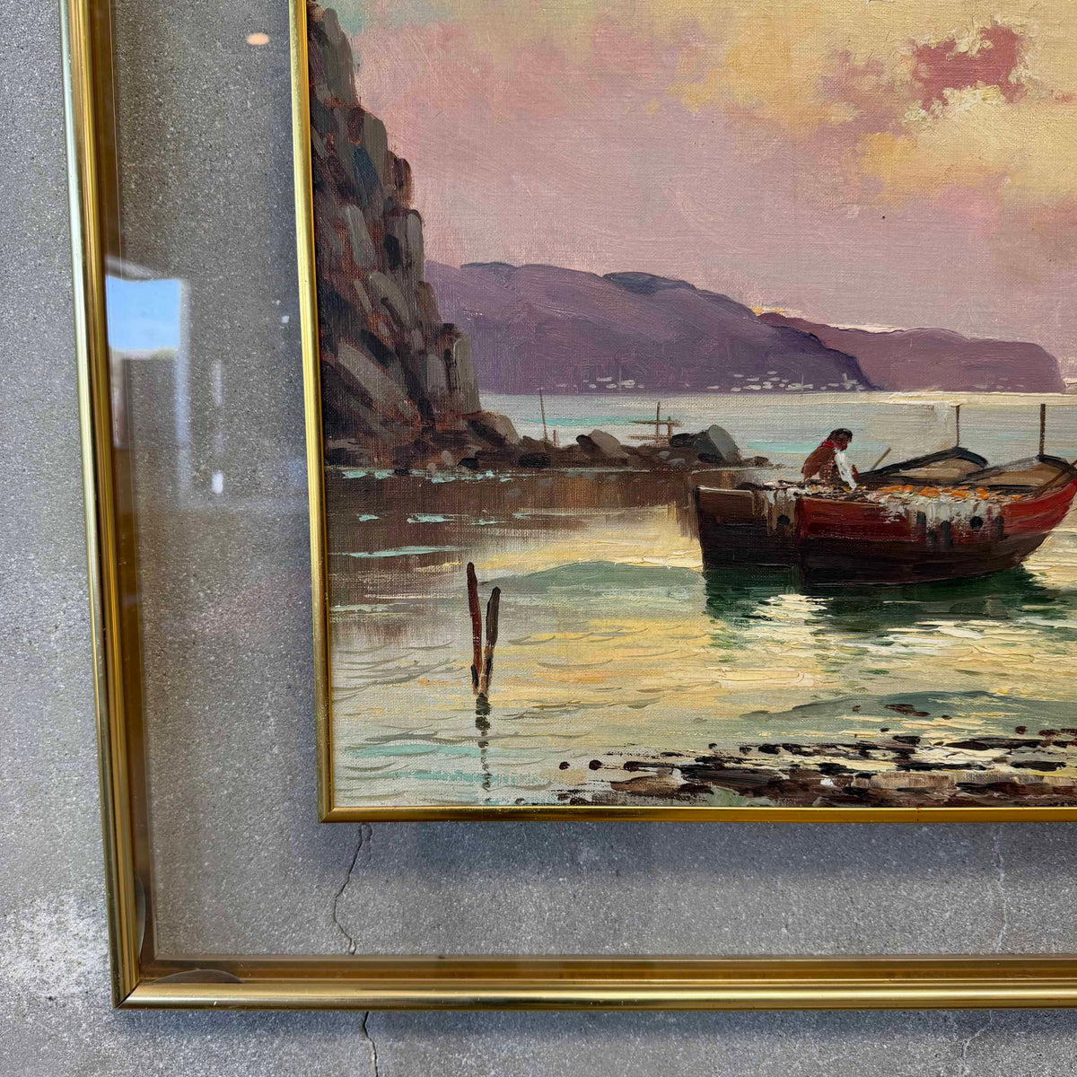 1960s' Ilio Gianaccini Italian Fisherman Painting - Oil on Canvas