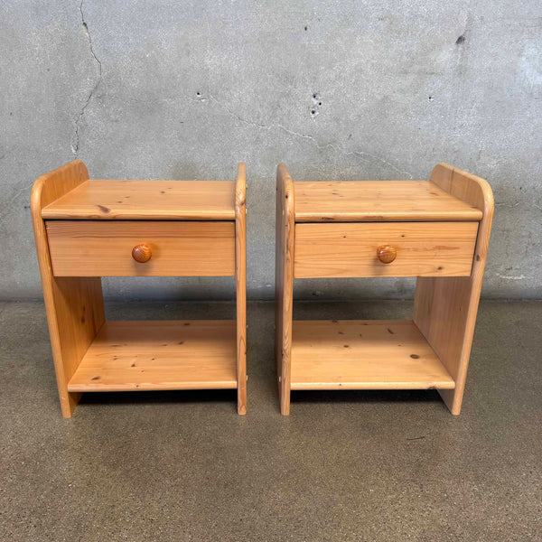 Pair of Solid Pine Post Modern Nightstands