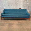 Vintage Teal Blue Maharam Fabric Mid Century Dux of Sweden Sofa