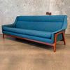 Vintage Teal Blue Maharam Fabric Mid Century Dux of Sweden Sofa