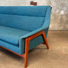 Vintage Teal Blue Maharam Fabric Mid Century Dux of Sweden Sofa