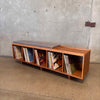 Teak Vinyl Storage Bench Hand Built By Pete Deeble Furniture - Long Beach CA