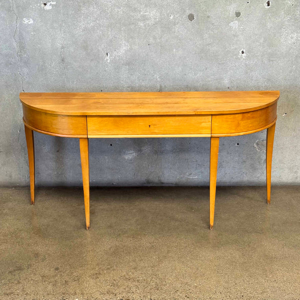 Solid Wood Demilune Console Table & Drawer