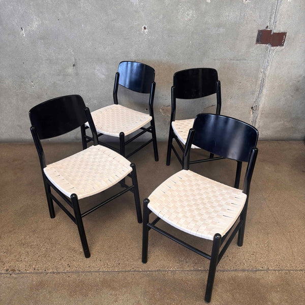 Set of Four Italian Lacquer Dining Chairs 1970's