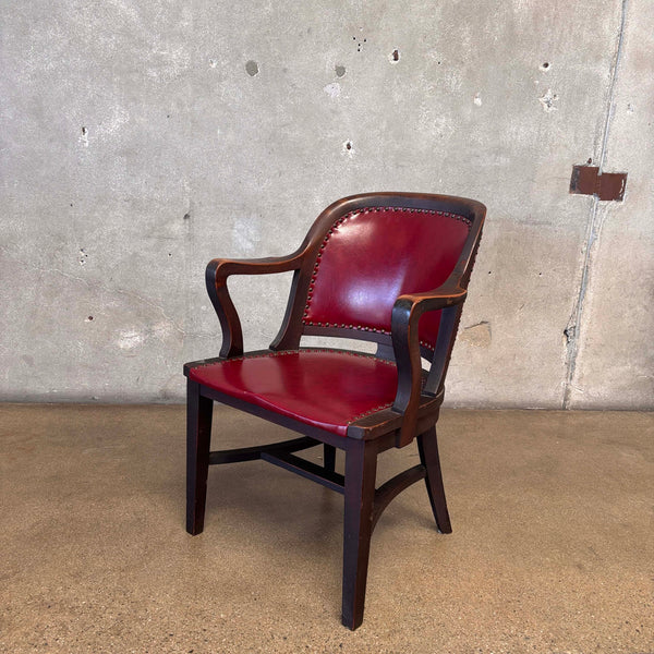 1930's Marble & Shattuck Red Leather Office Club Chair #1